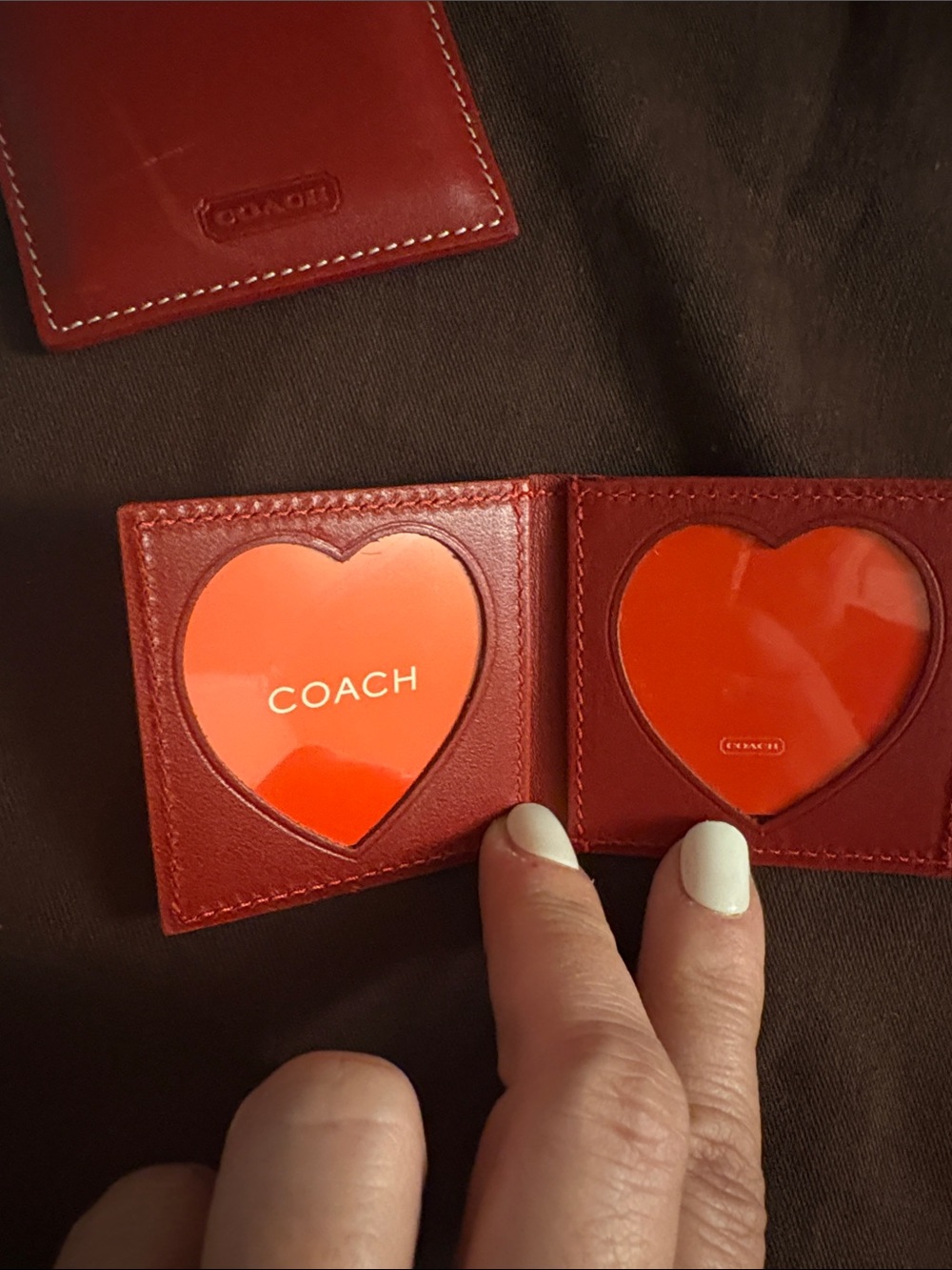 Coach Red Leather Heart-ID Card Holder and cover set